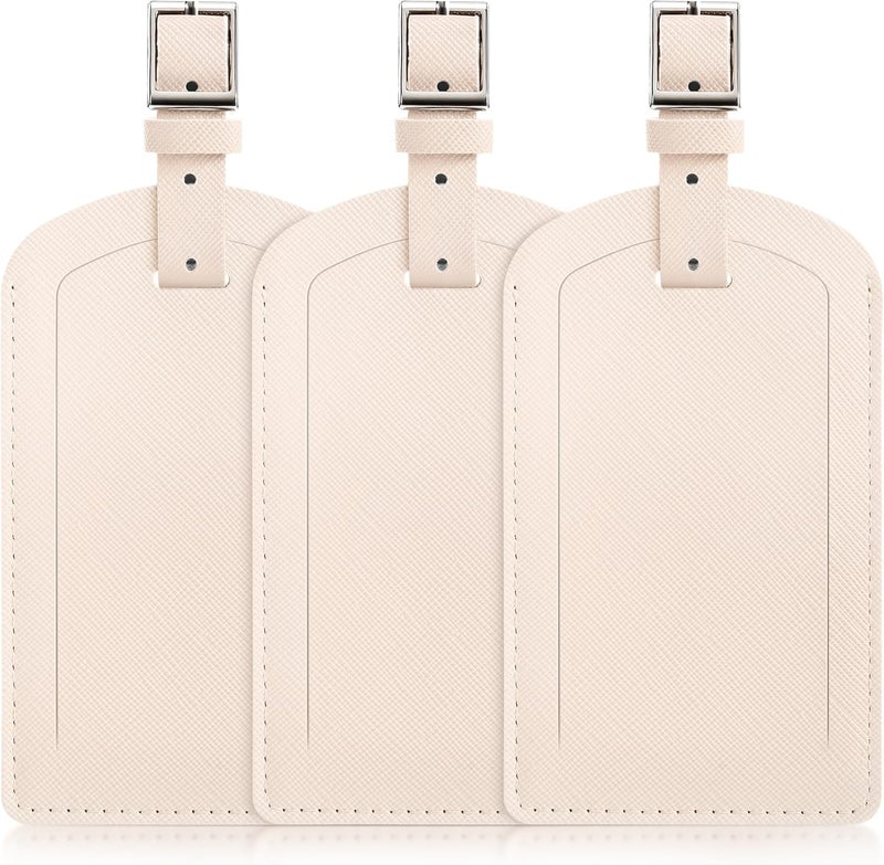 Airkit 3 Pack Luggage Tags for Suitcases, TSA Approved Bag Tags, Baggage Tags with Privacy Protection, Travel Essentials Luggage Accessories, Cream White - Image 1